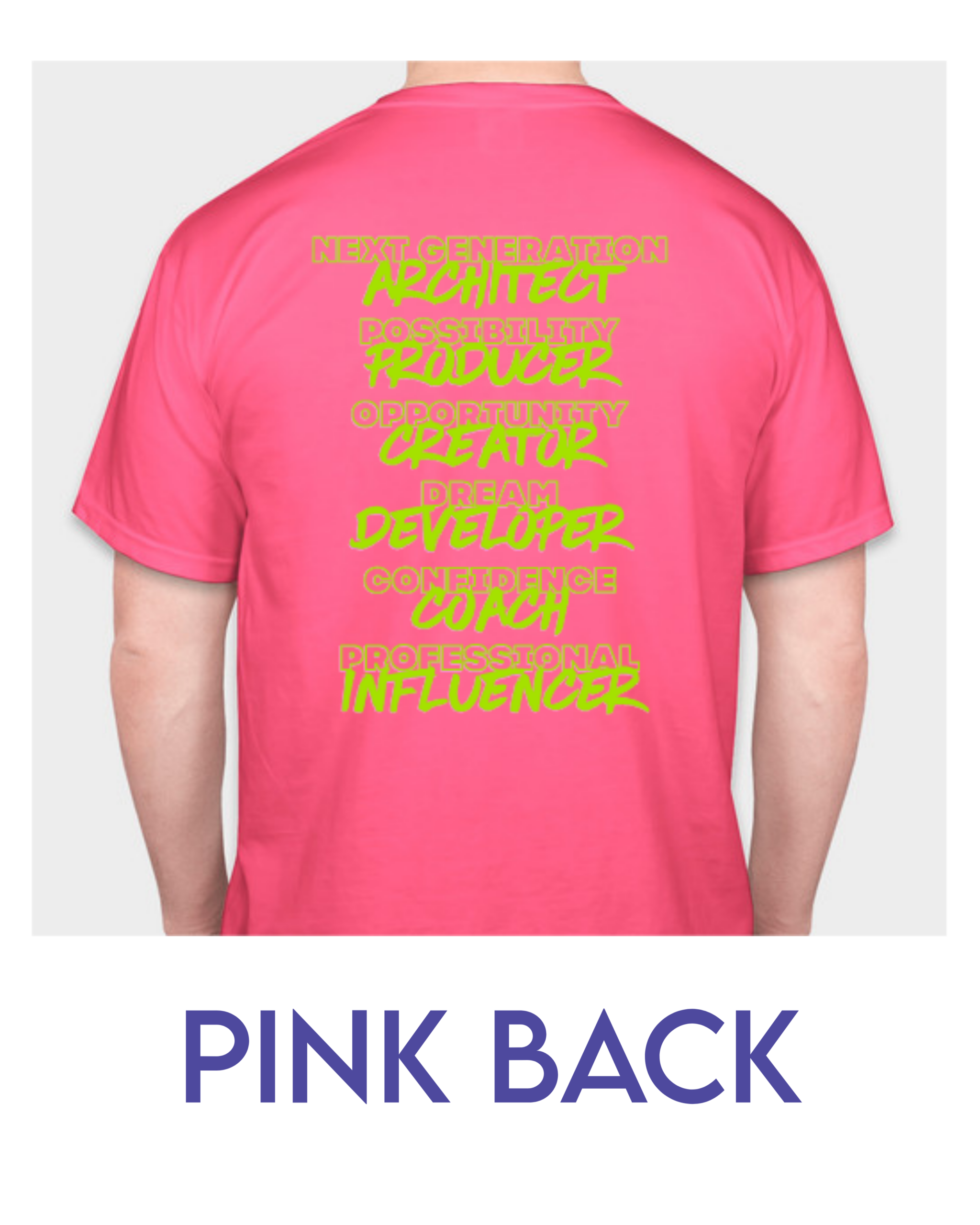 Pink t-shirt, back design