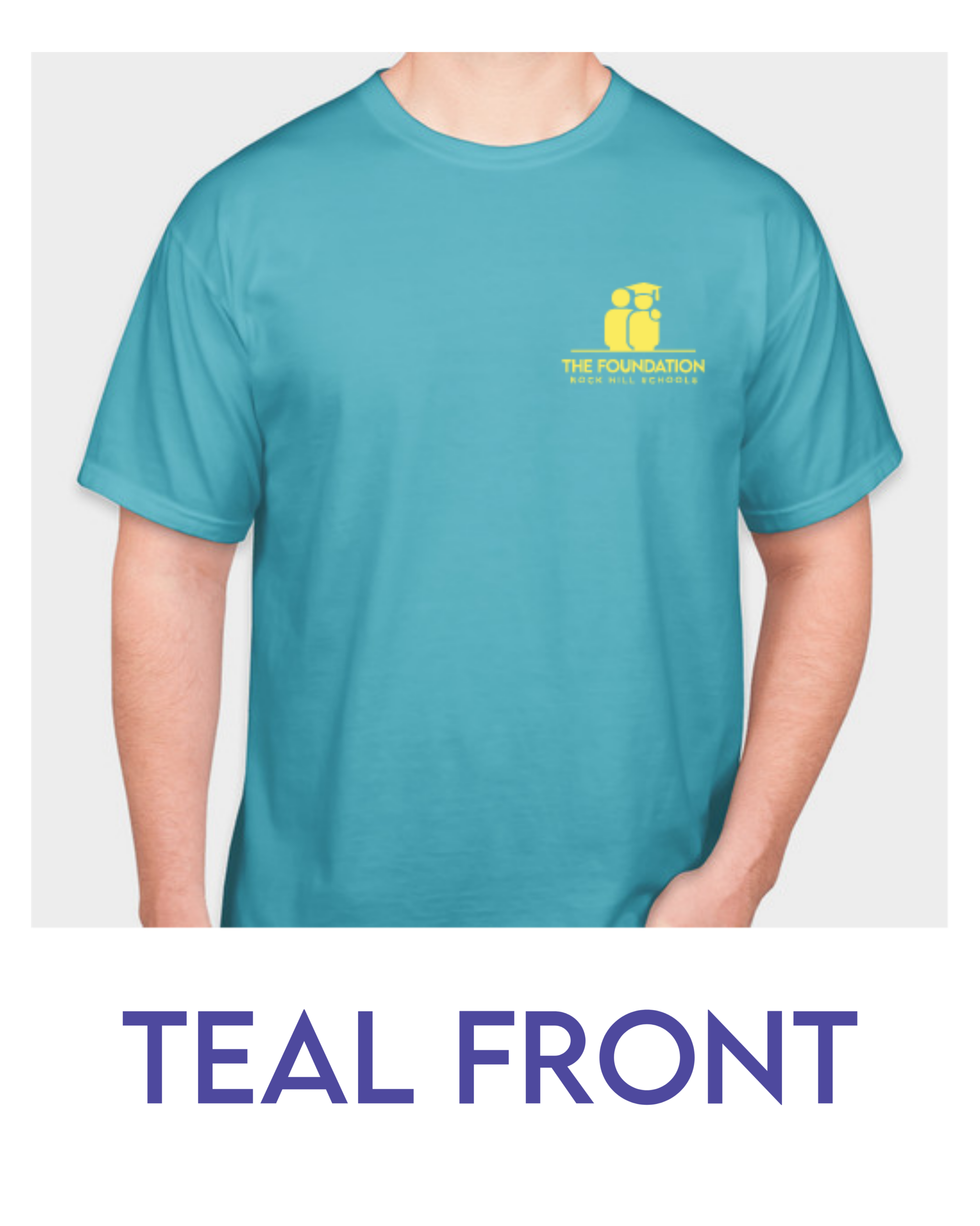 Teal t-shirt, front design