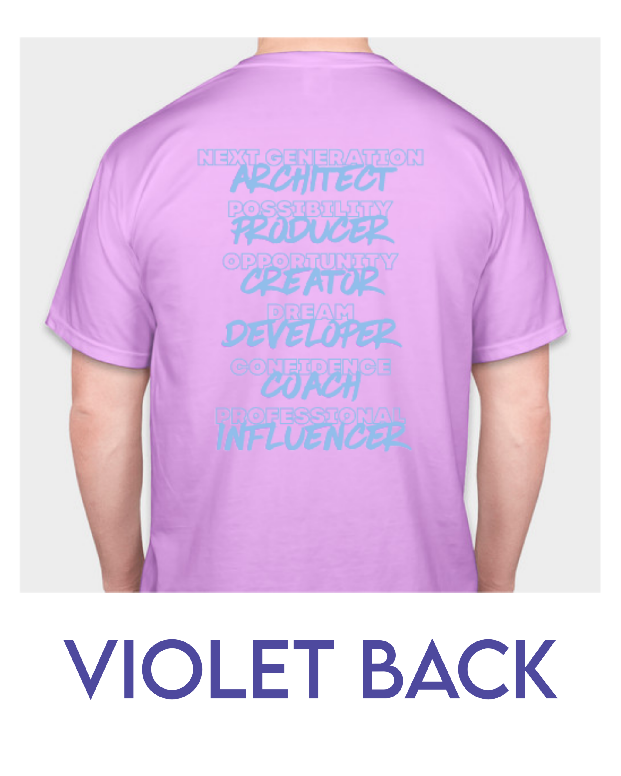 Violet t-shirt, back design
